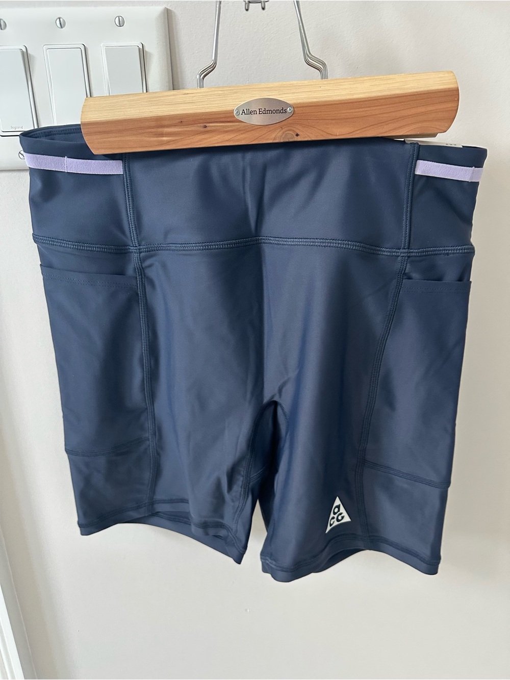 Nike ACG Navy Bike Shorts with Light Purple Trim